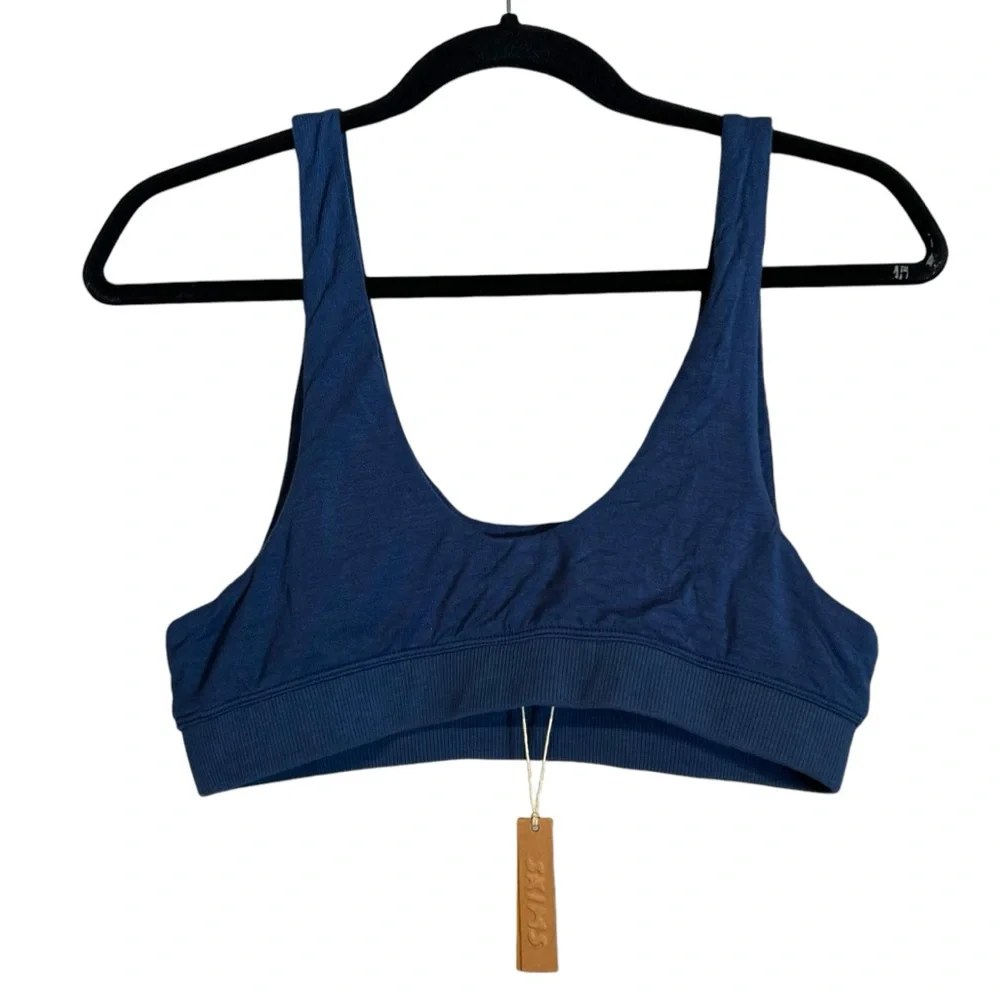 SKIMS Team USA Olympic Sleep Bra Blue Logo Lounge Bralette Large NWT